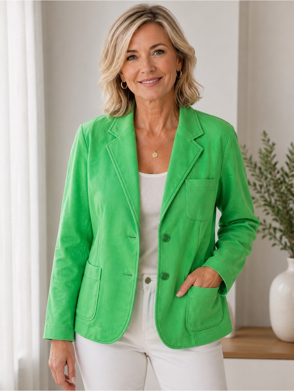 NWOT Talbots lime green cotton blend jacket